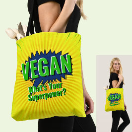 Ändra text Vegan Din superpower Tecknad Stil Tygkasse