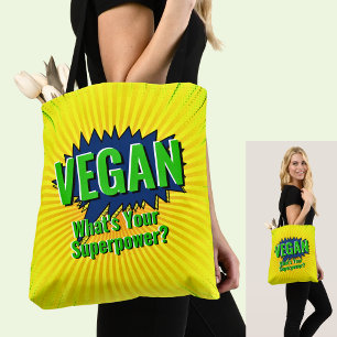 Ändra text Vegan Din superpower Tecknad Stil Tygkasse