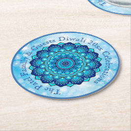 Ändra textmatchande Diwali Blue Underlägg Papper Rund