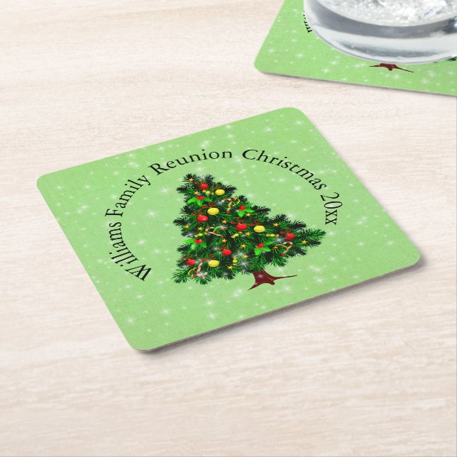 Ändra textmatchning mellan Namn och Julgran Underlägg Papper Kvadrat (Vinklad)