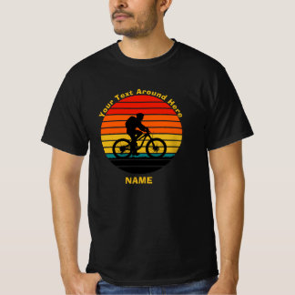 Ändra texttillägg till Namn Retro Sunset Bike Ride T Shirt