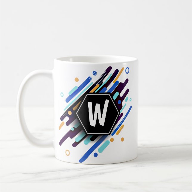 Ändra till valfri initial på blå målarfärg - W X Y Kaffemugg (Vänster)