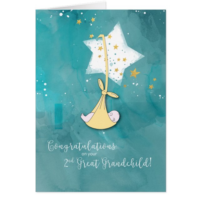 Andra Underbara farbarn, Gratulerara, Baby i stjär Hälsningskort (Framsidan)