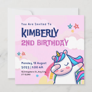 Andra Unicorn Birthday-inbjudan Inbjudningar