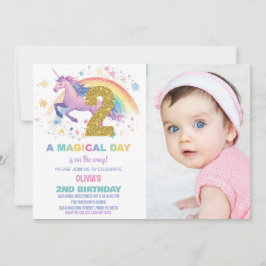 Andra Unicorn Birthday-inbjudningar med foto Inbjudningar
