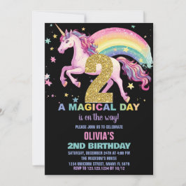 Andra Unicorn Birthday-inbjudningar, svart Inbjudningar