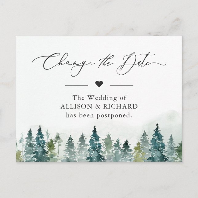 Ändra uppskjutet datum för vinter-skogen Gräs Träd Vykort (Framsida)