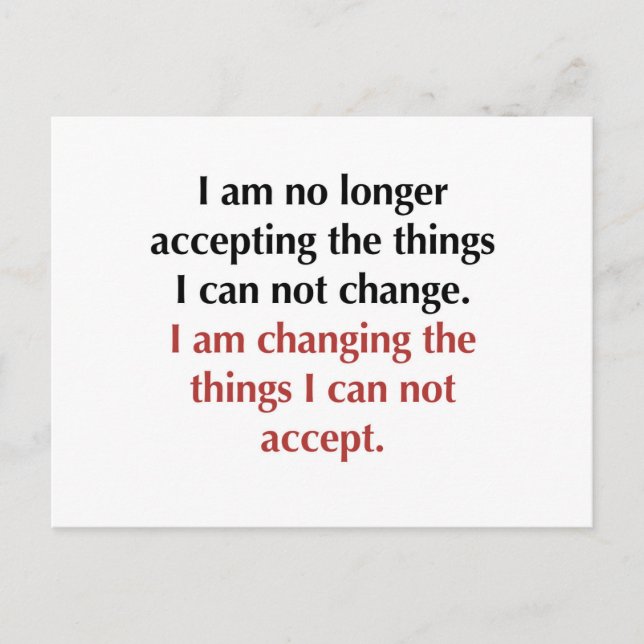 Ändra vad jag inte kan acceptera vykort (Framsida)