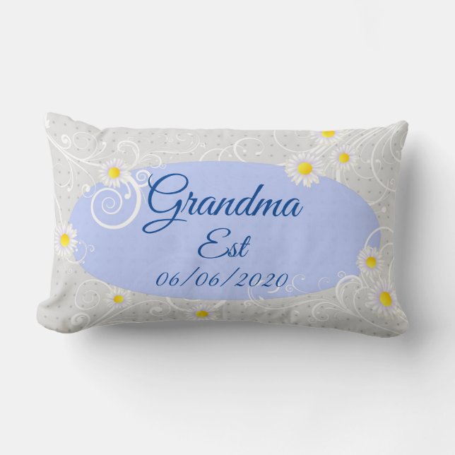 Ändra valfri text Grandma est Grandmor Blue Boy Lumbarkudde (Framsida)