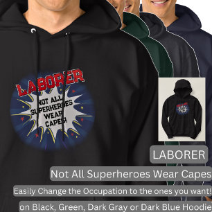 Ändra valfri text, LABORER - Inte alla superhjälta Hoodie