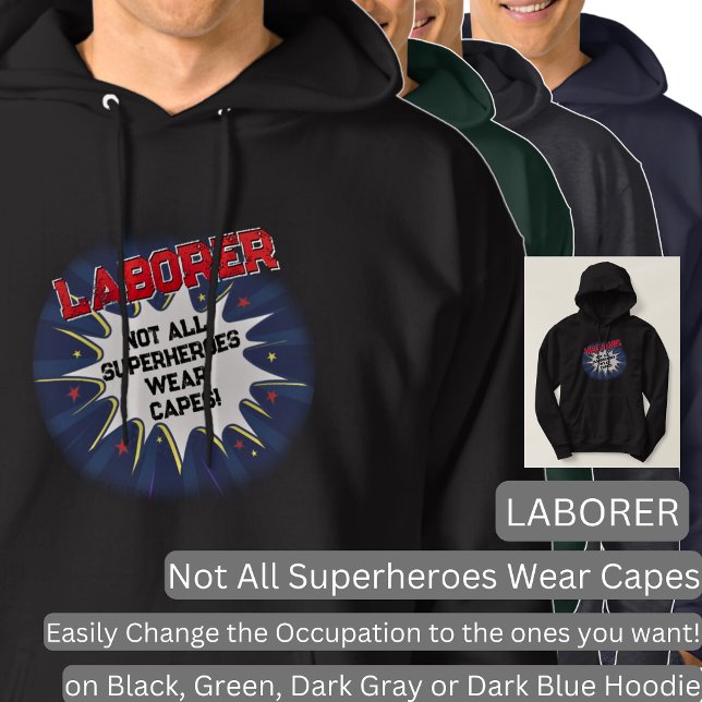 Ändra valfri text, LABORER - Inte alla superhjälta Hoodie (Skapare uppladdad)