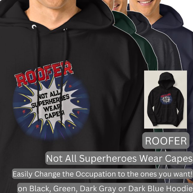 Ändra valfri text, ROOFER, inte alla superhjältar Hoodie (Skapare uppladdad)