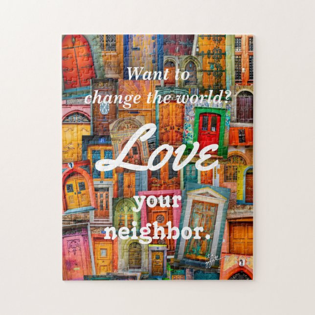 Ändra världskärleken dina gränsa till unika dörrar pussel (Vertikal)