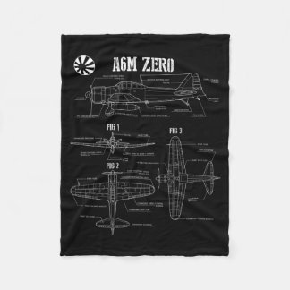 Andra världskriget Japanska flygplan Zero Fighter Fleecefilt
