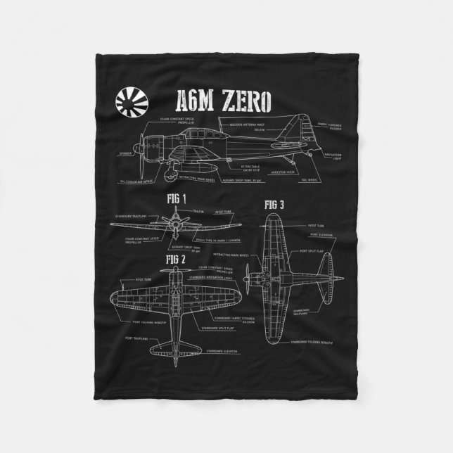 Andra världskriget Japanska flygplan Zero Fighter Fleecefilt (Framsidan)