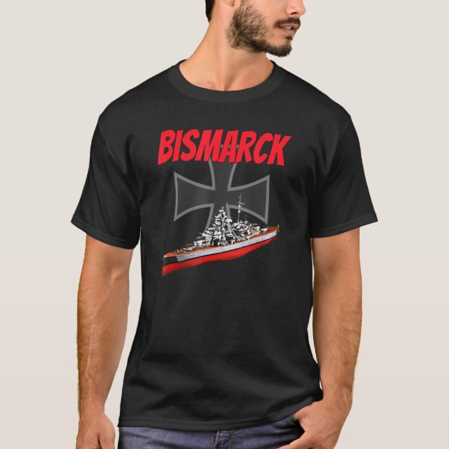 Andra världskriget tyska Bismarck fartygsmodell Ww T Shirt (Framsida)