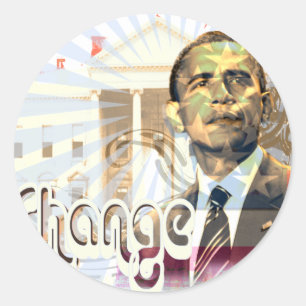 Ändra Vintage för Retro Stil Obama- Runt Klistermärke