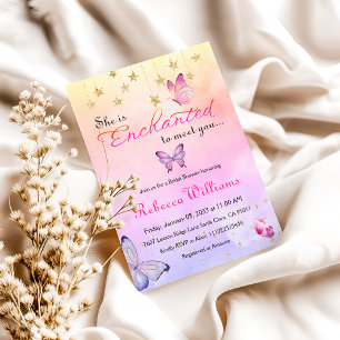 Ändrad att träffa Rosa Butterfly Möhippa Inbjudningar