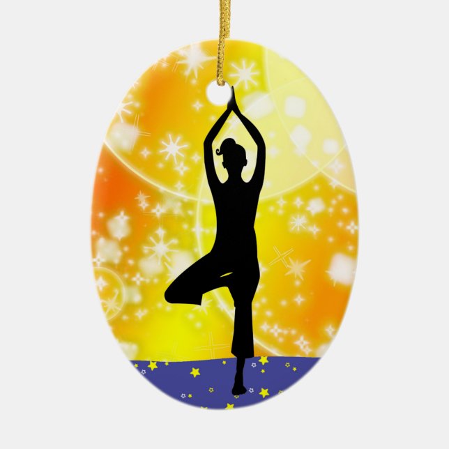 Ändrad Fitness! Yoga - Träd - SRF Julgransprydnad Keramik (Framsidan)