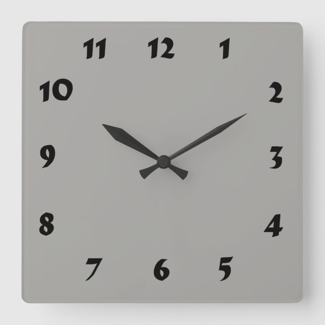Ändrad numrerad Pastel Grått Clock Fyrkantig Klocka (Framsida)