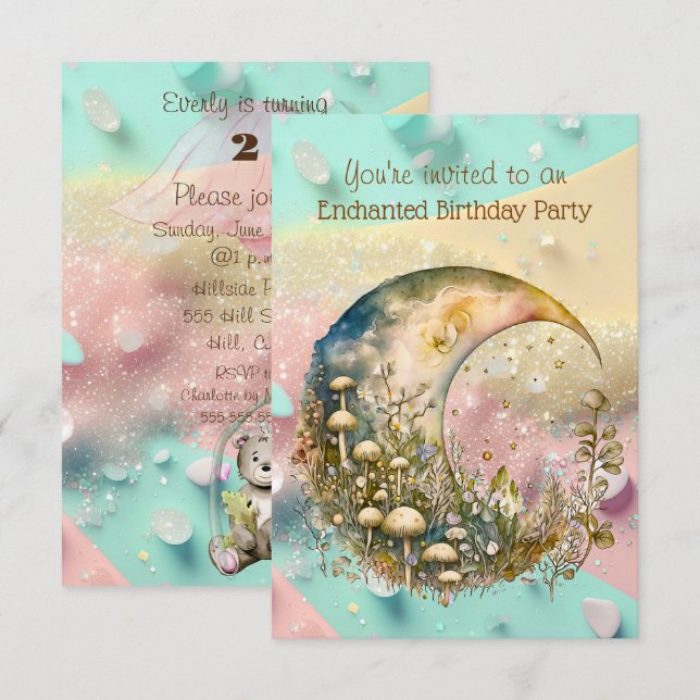 Ändrad svamp 2 års gammal Födelsedagsfest Inbjudningar (Fram/baksida)