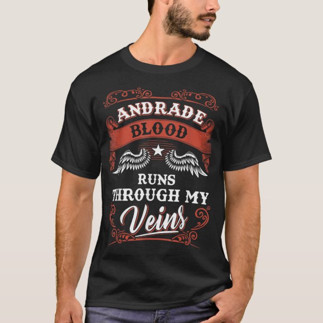 Andrade Blod springa genom min venins-familj T Shirt (Framsida)
