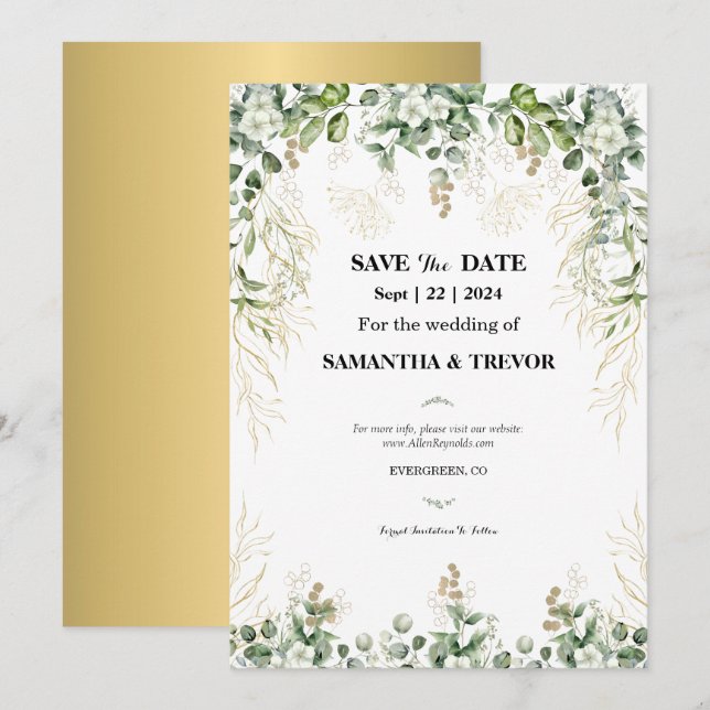 Ändrade Evergreens: Spara datuminbjudan Inbjudningar (Fram/baksida)