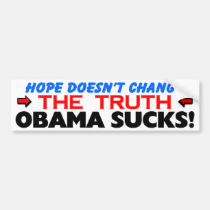 ""Ändrar" hopp" inte sanningen: Obama suger! Bildekal