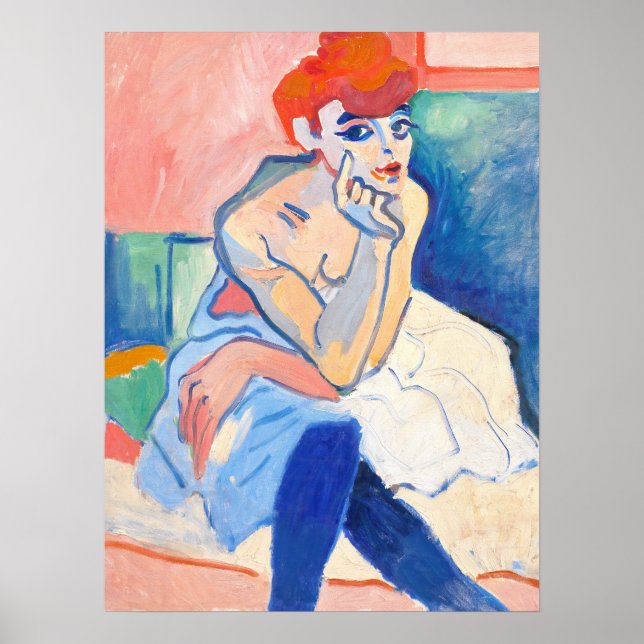Andre Derain Kvinna i en Chemise Konsttryck Poster (Framsidan)