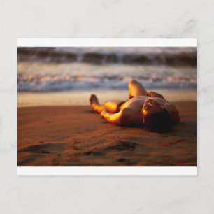 Andre Sleeping on Beach Sunset Vykort