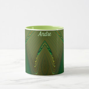 ANDRE ~ Zany 3D Fractal ~ Guld Grönt Mugg