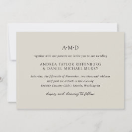 Andrea Beige Elegant bröllop Inbjudningar