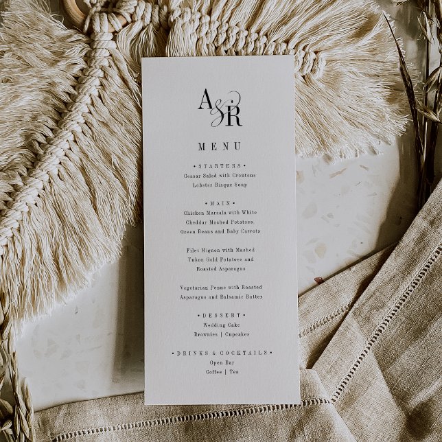 ANDREA Classic Elegant Formal Finare Unik Bröllop Meny (ANDREA Classic Elegant Formal Fancy Unique Wedding Menu)
