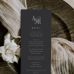 ANDREA Classic Grått Mörk Academia Monogram Bröllo Meny<br><div class="desc">Detta klassiska grått mörk-akademia monogram bröllop-menykort från Andrea Samling är perfekt för ett modernt bröllop. Mörken och eleganten har ett finare-skript i monogram i grått och vitt med en unik moody känsla. Den här menyn kan användas för bröllopsmottagning,  repetitionsmiddag eller vad som helst.</div>