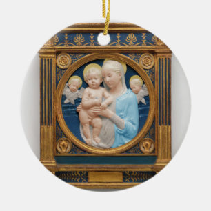 Andrea Della Robbia c1485 Madonna och Child Julgransprydnad Keramik
