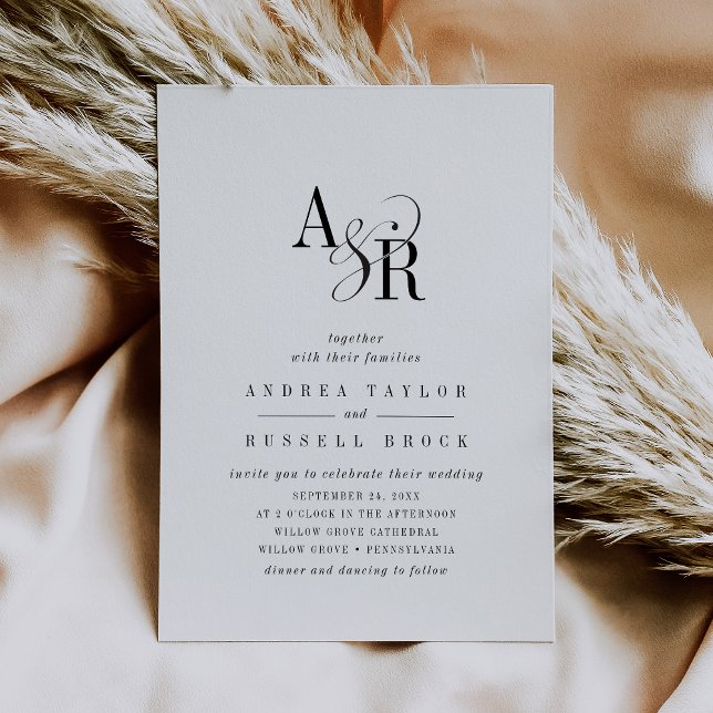 ANDREA Elegant Formal Minimal Chic Classic Bröllop Inbjudningar (ANDREA Elegant Formal Minimal Chic Classic Wedding Invitation)