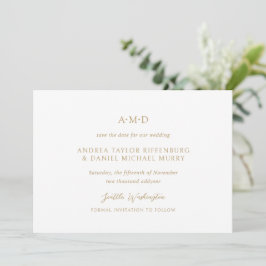 Andrea Gold Elegant Bröllop Spara Datumet