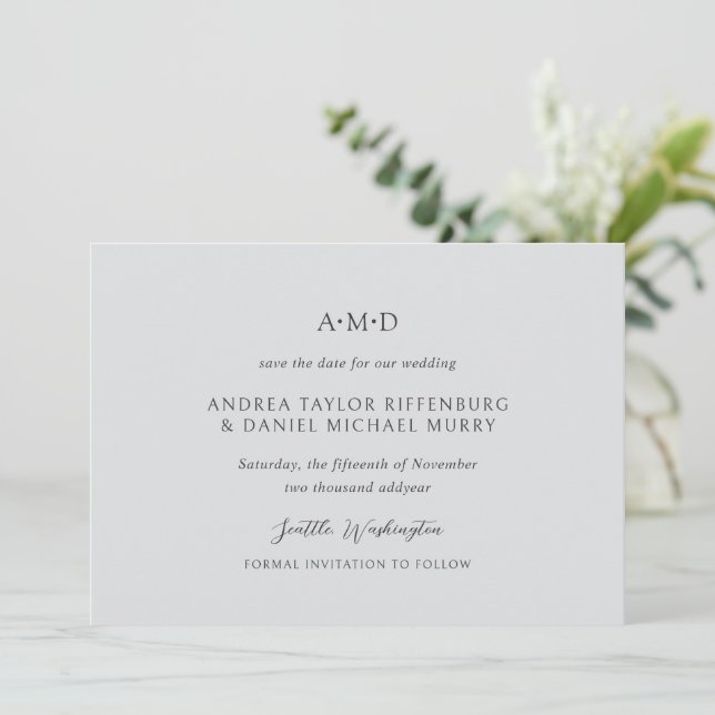 Andrea Gray Elegant Bröllop Spara Datumet (Stående Fram)