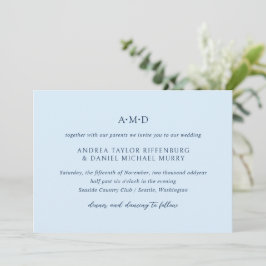 Andrea Himmel Blue Elegant bröllop Inbjudningar