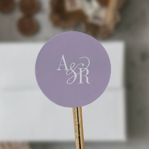 ANDREA Lavendel Modern Enkel Bröllopsmonogram Runt Klistermärke