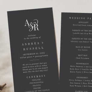 ANDREA Minimal Modern Moody Mörk Grått Bröllop Program