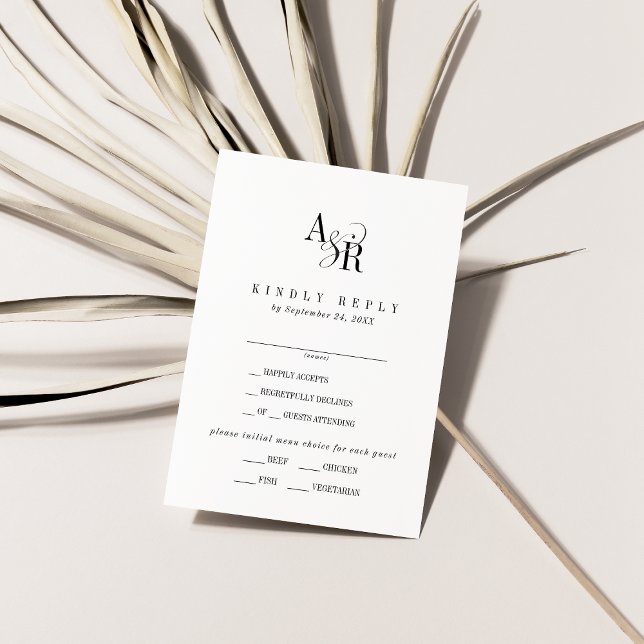 ANDREA Modern Minimalistiskt enkelt Bröllop OSA Ca Kort (ANDREA Modern Minimalist Simple Wedding RSVP Card)