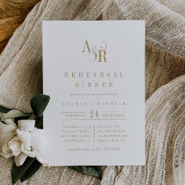 ANDREA Monogram Boho Guld Minimal Rehearsal Middag Inbjudningar