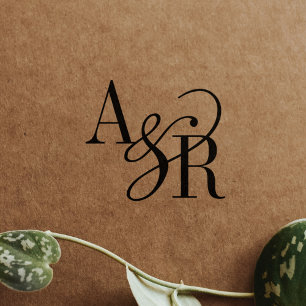 ANDREA Monogram Chic Moderna Bröllops Gummistempla Stämpel