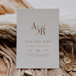 ANDREA Monogram Enkel Boho Kräm Minimal Bröllop Spara Datumet