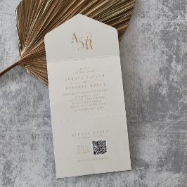 ANDREA QR Formell Modern Guld Cream Bröllop