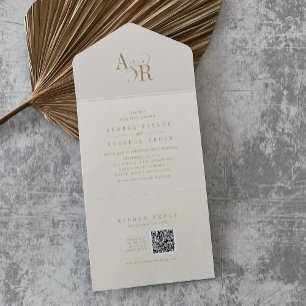 ANDREA QR Formell Modern Guld Cream Bröllop