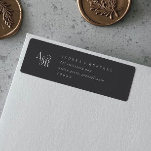 ANDREA-Returetiketter med minimal Mörk Grått Returadress Etikett