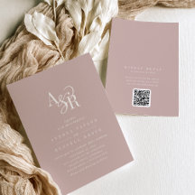 ANDREA Röslätt Rosa QR-kod Klassisk Elegant Bröllo