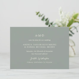 Andrea Sage Green Elegant Bröllop Spara Datumet